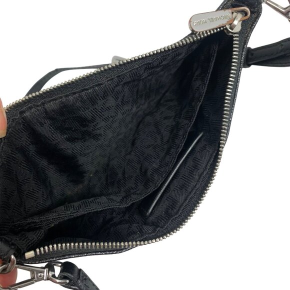Michael Kors Jet Set Black Signature Logo Crossbody Bag w/ Adjustable Strap - Picture 10 of 12